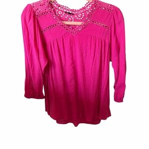 Hannah Fuchsia Lace Accent Blouse